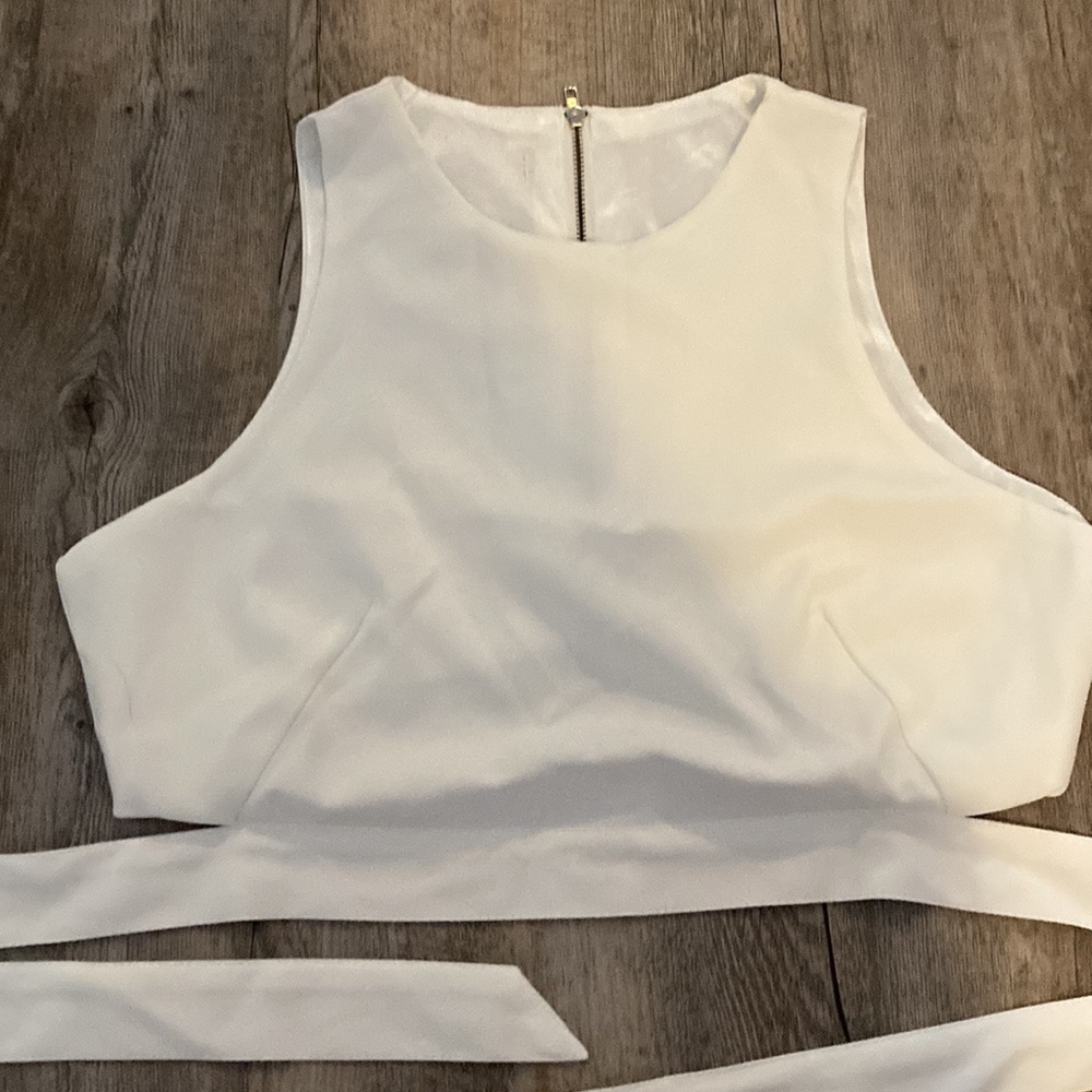 White cross cross soft fabric tank blouse
